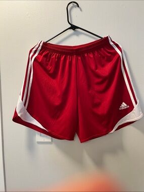 adidas Red kids Athletic Shorts with White Trim